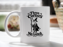 Three Coffees No Lunch Mug Funny Coffee Lover Gift Cup