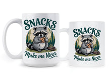 Snacks Make Me Nicer Mug Raccoon Coffee Cup