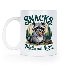 Snacks Make Me Nicer Mug Raccoon Coffee Cup