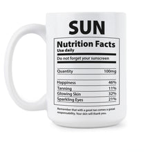 Sun Nutrition Facts Funny Beach Mugs
