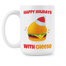 Happy Holidays with Cheese Mug Christmas Hamburger Mug