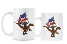 Ronald Reagan Mug Ronald Reagan Riding a Velociraptor Coffee Mug