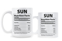 Sun Nutrition Facts Funny Beach Mugs