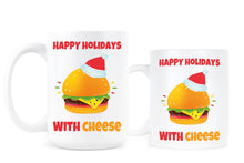 Happy Holidays with Cheese Mug Christmas Hamburger Mug