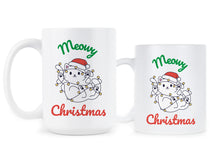 Meowy Christmas Mug Cat Coffee Cup for Xmas Cute Kitten Holiday Gift