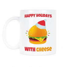 Happy Holidays with Cheese Mug Christmas Hamburger Mug