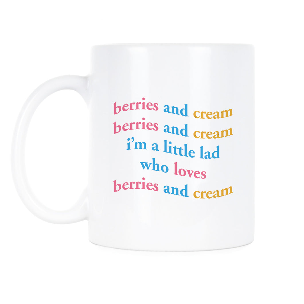 Berries and Cream Mug Im A Little Lad Who Loves Berries and Cream Coffee Cup