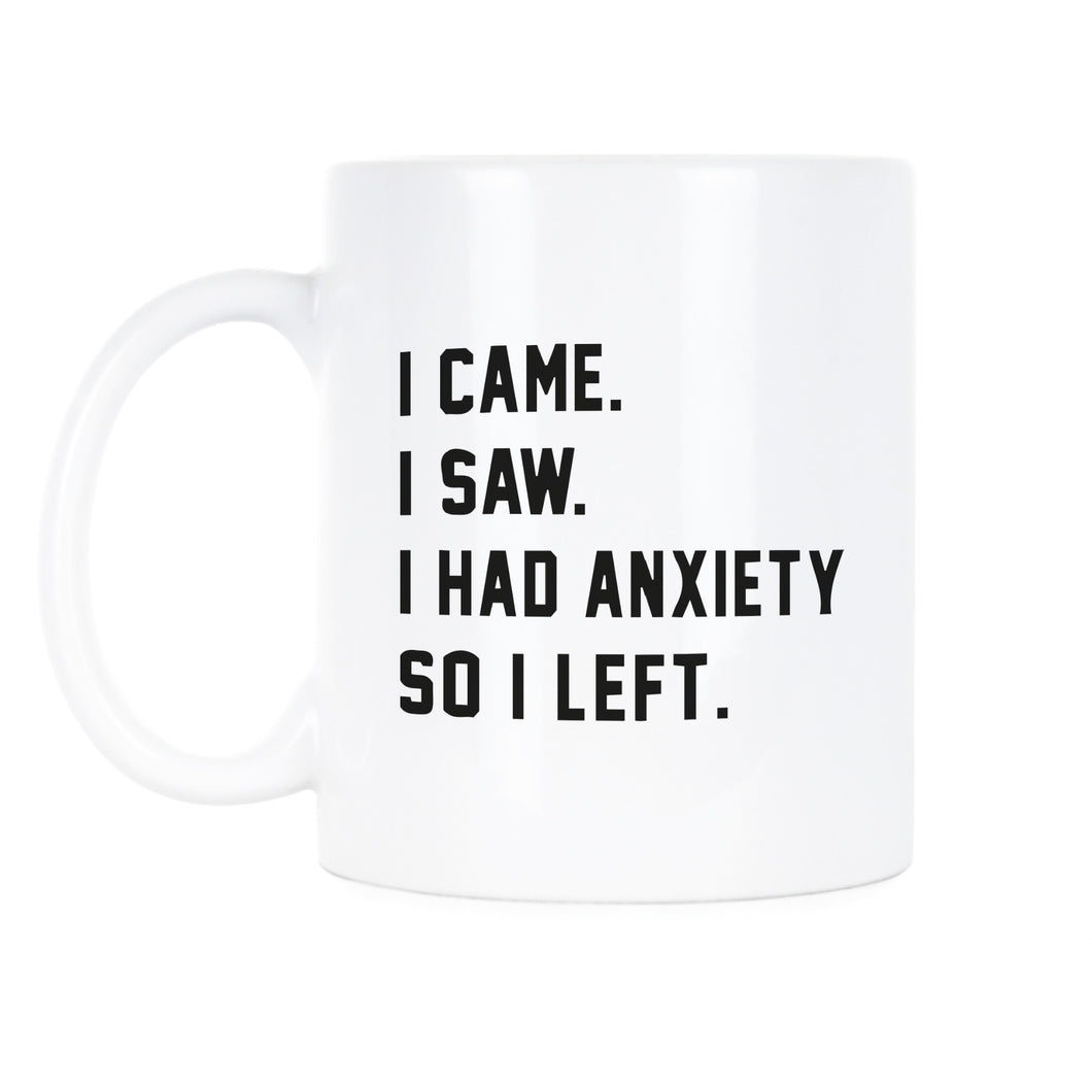 I Came I Saw I Had Anxiety So I Left Mug Funny Anxiety Mugs