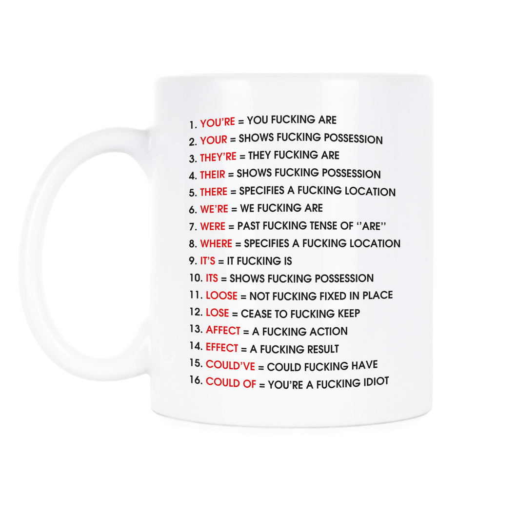 Angry Grammar Mug Funny Curse Coffee Mugs