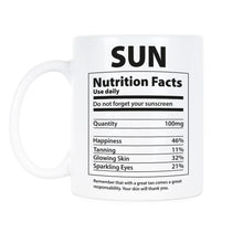 Sun Nutrition Facts Funny Beach Mugs