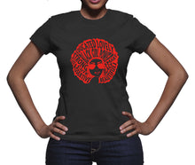 Afro Word Art Natural Hair T-Shirt for Black Women Strong Black Woman Tshirt