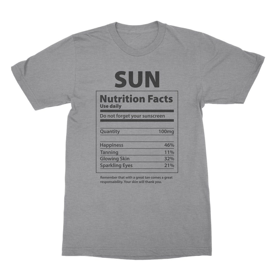 Sun Nutrition Facts Shirt Funny Beach Shirts