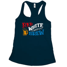 Red White and Brew Tank Top Womens Patriotic Beer Tank Top