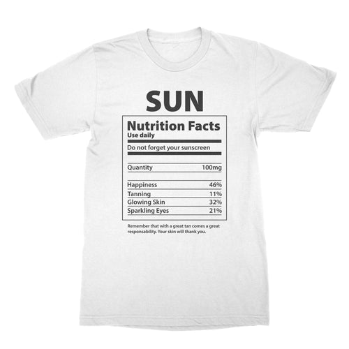 Sun Nutrition Facts Shirt Funny Beach Shirts
