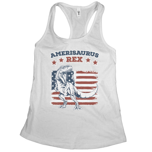 Amerisaurus Rex Tank Top 4th of July Dinosaur Tank Top Womens