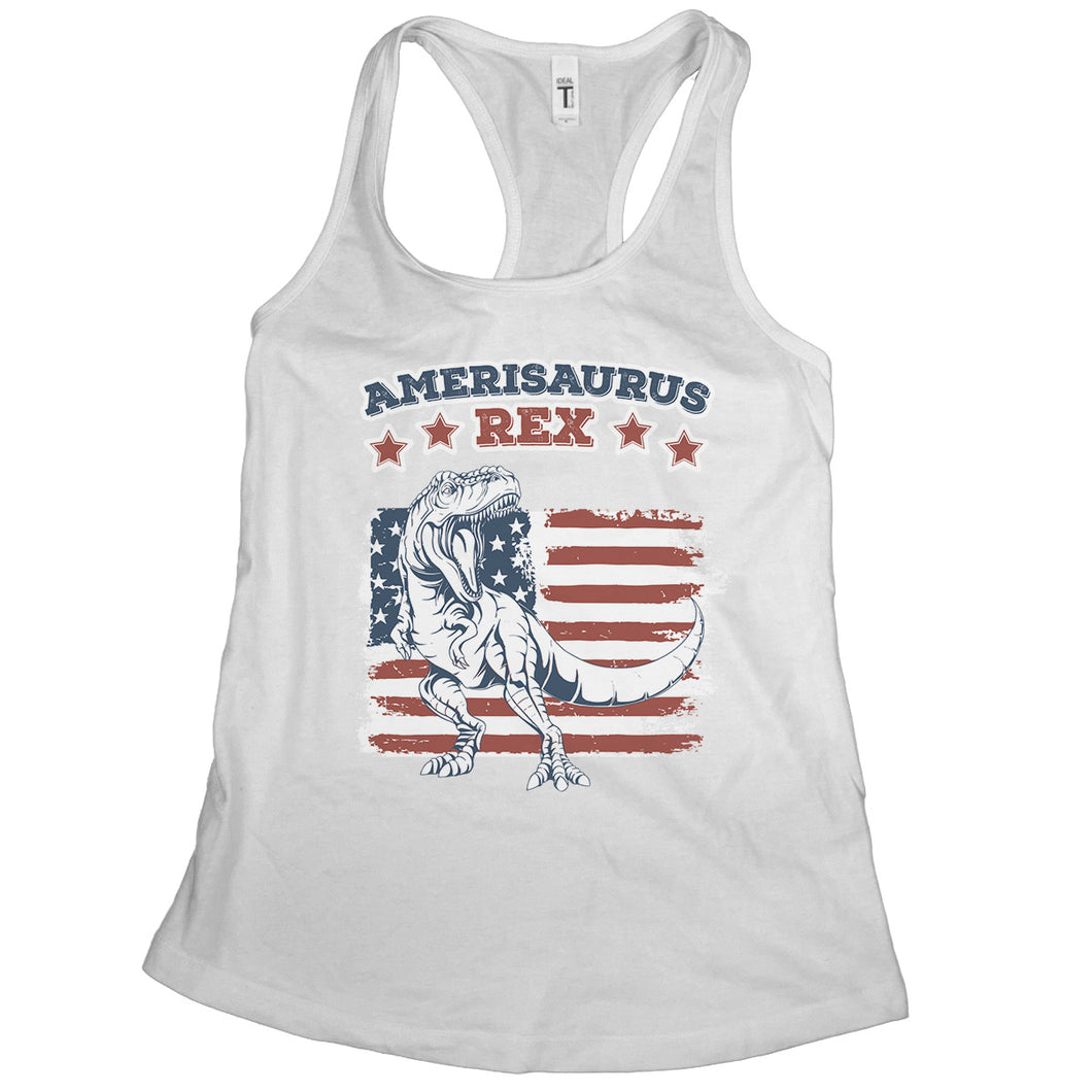 Amerisaurus Rex Tank Top 4th of July Dinosaur Tank Top Womens