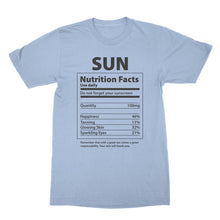 Sun Nutrition Facts Shirt Funny Beach Shirts
