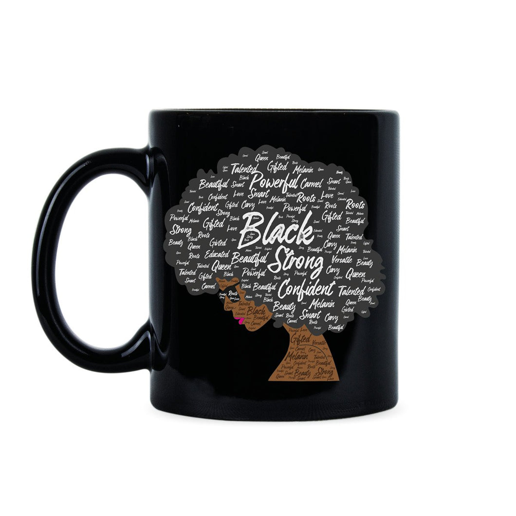 Afro Word Art Black Lives Matter Mug Strong Black Woman