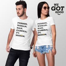 Person Woman Man Camera Tv Shirt Person Woman Man Camera Tv Moron Tshirt Trump Cognitive Test Shirts