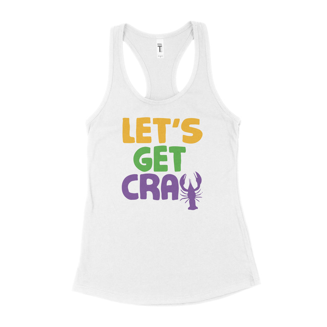 Lets Get Cray Tank Womens Let's Get Cray Crawfish Mardi Gras Tank Top Women