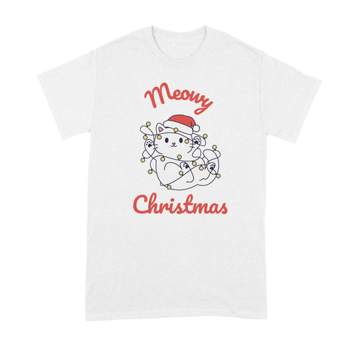 Meowy Christmas Shirt Cat Xmas Tshirt Cats Lover T-Shirt
