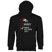 Nice Naughty Innocent Until Proven Guilty Christmas List Hoodie Funny Christmas Hoodies