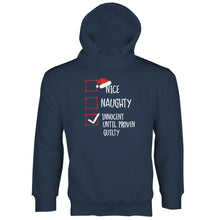 Nice Naughty Innocent Until Proven Guilty Christmas List Hoodie Funny Christmas Hoodies
