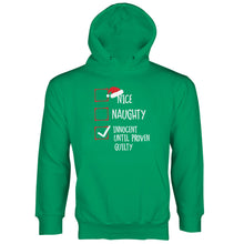 Nice Naughty Innocent Until Proven Guilty Christmas List Hoodie Funny Christmas Hoodies