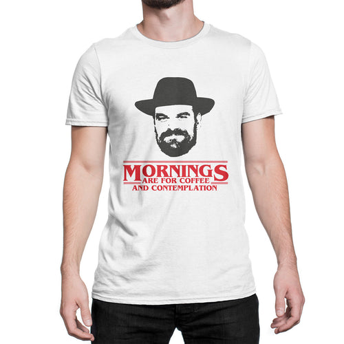 Stranger Things Shirt Mornings For Coffee Contemplation T-Shirt Chief Hopper Quote Tee Stranger Things Gift
