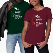 Nice Naughty Innocent Until Proven Guilty Christmas List T-Shirt Funny Christmas Shirt
