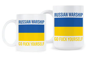 Russian Warship Go F Yourself Mug Stand With Ukraine Coffee Cup