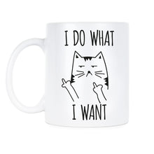 I Do What I Want Cat Mug Sassy Cat Coffee Mugs Funny Cat Lover Gift Fluff You Kitten Cup