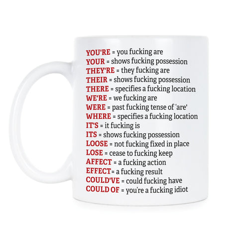 Angry Grammar Coffee Mug Funny Curse Cups Coffee Mugs Cuss Cup