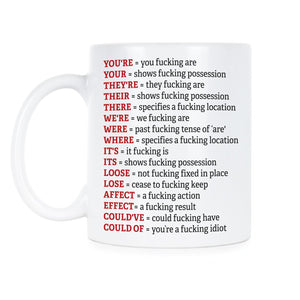 Angry Grammar Coffee Mug Funny Curse Cups Coffee Mugs Cuss Cup