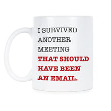 I Survived Another Meeting Mug I Survived Another Meeting That Should've Been An Email Coffee Cup Funny Coworker Office Mugs